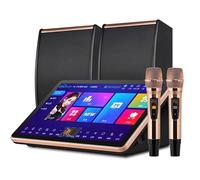 15.6 Inch Karaoke System Desktop KTV Player, Capacitive Touch Screen Karaoke Machine With Wireless Microphone, Power Amplifier Function, AI Smart Voice Control The Song Function (Black 4T)