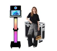 15.6 inch Photo Booth Machine Selfie Portable Touch Screen Photobooth with RGB Light,Sharing Station Photo Booth with Flight Case for Wedding Party Events (Black, Photo Booth Machine)