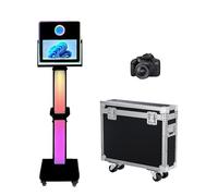 15.6 inch Photo Booth Machine Selfie Portable Touch Screen Photobooth with RGB Light,Sharing Station Photo Booth with Flight Case for Wedding Party Events (Black, Machine+Camera)