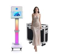15.6 inch Photo Booth Machine Selfie Portable Touch Screen Photobooth with RGB Light,Sharing Station Photo Booth with Flight Case for Wedding Party Events (White, Photo Booth Machine)