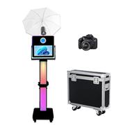 15.6 inch Photo Booth Machine with Soft-Light Umbrella Selfie Portable Touch Screen Photobooth with RGB Light,Sharing Station Photo Booth for Events (Black, Machine+Camera)
