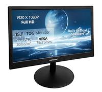 15.6 Inch Small PC Monitor FHD 1920x1080P, Built-in Speaker, 300cd/m², HDR, 72% NTSC Portable LED Monitor, HDMI, VGA, VESA Supports, Mini Desktop Display Secondary Monitors for Laptop PS4 PC