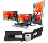 15.6" Laptop Screen Extender, 1080P FHD Laptop Monitor Extender with 120% sRGB, 235°Rotation Detachable Dual Monitor, Plug & Play, Triple Screen Compatible with Windows, Mac, Chrome