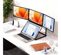 15.6" Laptop Screen Extender, Tri-Screen Monitor for Laptop, 100% sRGB, 1080P FHD IPS Display, HDMIs/USB-C Pulg n Play, Compatible with Mac/Windows/Linux, 360° Rotation Acjustable Viewing Angles