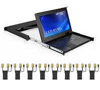 15.6" LCD KVM Switch 8 Port VGA, MT-VIKI 8x1 USB VGA KVM Console Drawer Rackmount For 1U 19" Rack + 8-pack KVM Cables + UK Power Supply