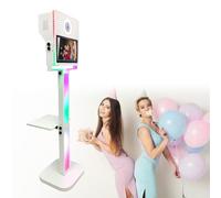 15.6" Selfie Magic Mirror Touch Screen Photo Booth, App Control, Light/Angle Adjustable, RGB Fill Light + Flight Case