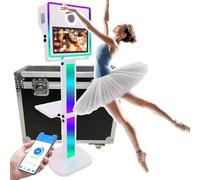 15.6" Selfie Magic Mirror Touch Screen Photo Booth,Dslr Photo Booth,App Control,Light/Angle Adjustable,Rgb Fill Light + Flight Case,Suitable for Weddings, Parties