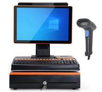 15.6" Touch Screen POS System for Retail, All-in-One Cash Register with Barcode Scanner, Thermal Printer, Metal Cash Drawer for Bakeries, Convenience Stores