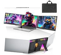 15.6'' Triple Laptop Screen Extender, 1080P FHD Portable Monitor for Laptop, Screen Extended Monitors for 13"-16.5", Plug-Play, Dual Monitor Extender for Mac/Windows/Chrome (Built-in Speakers)