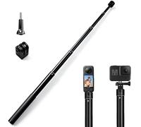 15-66.2 inch Invisible Selfie Stick,Long Extension Pole Compatible with Insta360 X5/X4/X3,GoPro Hero 13/12/11/10/9,DJI Osmo Action 4/5 Pro/6,AKASO EK7000 Brave 4 7 LE ODDV Camera,1/4" Extended Monopod