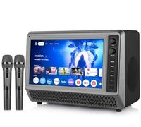 15.6inch Smart TV,Small Television with Digital Tuner,Featuring Bluetooth,Karaoke Microphone,12V/6A-24V/4A input, Supporting HDMI/USB. Ideal for House parties and Camping trips (grey)