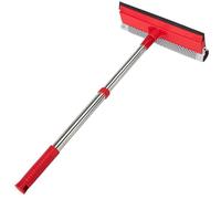 (15.7"-27.5") Retractable Stainless Steel Handle Window Squeegee, 2-in-1 Windshield Cleaner Tool for Cars, Trucks, Glass Doors, Shower Glass, Outdoor Windows - Window Cleaner (Red)
