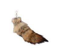 15.7" Big Fox Tail Keychain, Realistic Faux Fur Tail for Bag Charm, 40cm Long Fluffy Animal Tail Accessories, Soft Plush Key Ring for Backpack, Purse (Brown)