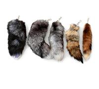 15.7" Big Fox Tail Keychain, Realistic Faux Fur Therian Tail for Bag Charm, 40cm Long Fluffy Animal Tail Cosplay Accessories, Soft Plush Key Ring for Backpack, Purse & Therian Gear (Bundle)