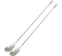 15.7“ Extra Long Cocktail Mixing Spoon Set Food-Grade 18/8 Stainless Steel Stirrer Spiral Pattern Bar Cocktail Shaker Spoon for Ice Cream Smoothies Malts Milkshakes Juice Coffee Tea Drink - Set of 2