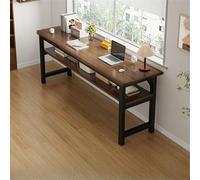 15.7" Extra-Long Rectangular Office Desk with Shelf - Modern Brown/Black Writing Table for Home & Rental Use - 31" L x 16" W x 30" H