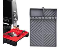 15.7" Griddle Tools Mat, Silicone Grill Side Shelf Mat with Drip Pad, Countertop Spatula Holder for BBQ Griddle Accessories, Grill Protectection (Grey)