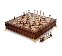 15.7" Wooden Chess Set, Exquisite Upper/Lower Cover Board Design for Beginners & Professional Players
