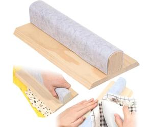 15.75 Inch Wool Pressing Bar with Solid Wood Core and Clapper Seams, Professional Sewing Tool Tailors Tool for Flattening Fabrics and Point Pressing Sewing, Quilting, Ironing(30.1x15.3x7cm)