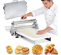 15.7in Folding Dough Sheeter Manual Pastry Roller Machine, Stainless Steel Adjustable 0.07-0.98in, Dough Sheeter Board for Croissants Pizza Pie Crust, 90x40cm