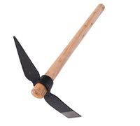 15.7in Garden Pick Mattock Hoe, High Carbon Steel Pickaxe with Solid Wood Handle, Heavy Duty Forged Construction Garden Hoe Pick for Digging Weeding Tilling Planting