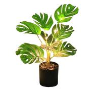 15.7Inch Artificial Plant Table Lamp, LED Turtle Leaf Night Light with Pot, Small Fake Plants Indoor Light USB Rechargeable, Table Top Bonsai for Home Christmas Party Wedding Decor(Turtle leaf-green)