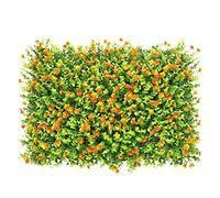 15.7x23.6 Artificial Grass Wall Panel with Flowers - Privacy Hedge for Indoor/Outdoor Decor, Garden, Backyard, Fence, Home Backdrop, Lush Greenery Design