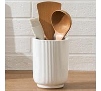 15.8 cm (H) Utensil Holder for Kitchen Counter, Nordic Minimalist Style Cooking Utensil Holder and Crock Home Kitchen Decor, Ceramic Utensil Organizer for Spatula, Ladle, Eggbeater, Rolling Pin- White