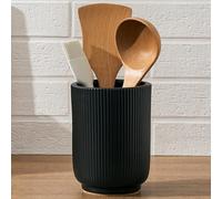 15.8 cm (H) Utensil Holder for Kitchen Counter, Nordic Minimalist Style Cooking Utensil Holder and Crock Home Kitchen Decor, Ceramic Utensil Organizer for Spatula, Ladle, Eggbeater, Rolling Pin- Black