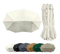 15×9ft Double Umbrella Canopy Replacement Fabric, Market Patio Parasol Top Canopy Cover, 12 Ribs Outdoor Table Umbrella Replacement Cloth(Off-white)