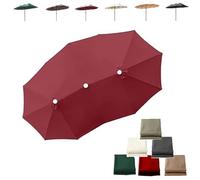 15×9ft Heavy Duty Umbrella Replacement Cloth, 12 Ribs Double Outdoor Table Umbrella Replacement Canopy Cover, Canopy Only Frame NOT Included(Burgundy)