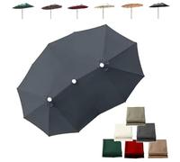 15×9ft Heavy Duty Umbrella Replacement Cloth, 12 Ribs Double Outdoor Table Umbrella Replacement Canopy Cover, Canopy Only Frame NOT Included(Dark grey)