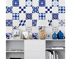 15 Adhesive Tile Stickers | Cement Tile Stickers - Mosaic Wall Tiles for Bathroom and Kitchen | Cement Tiles for Wall - Azulejos - 10 x 10 cm - 15 Pieces