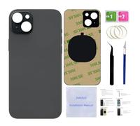 15 Back Glass Replacement for iPhone 15 Back Cover Glass (Black, 6.1 Inches) with Pre-Installed Tape +Installation Instruction + Repair Tools (Black)