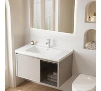 15" Bathroom Vanity with Sink, Wall Mounted Modern Cabinet, Floating Wash Basin with Undermount Ceramic Sink, Easy Assembly for Home, Grey Finish