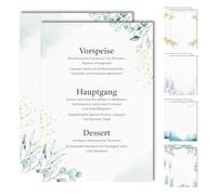 15 Blank Menu Cards for Menus and Drinks Cards for Wedding, Birthday, Confirmation (Eucalyptus 6)