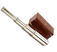 15" Brass Handheld Telescope with Wooden Box Nautical Style Collectable Rustic Vintage Home Decor Gift