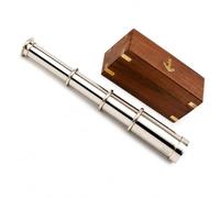 15" Brass Handheld Telescope with Wooden Box Nautical Style Collectable Rustic Vintage Home Decor Gift