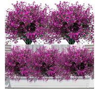 15 Bundles Artificial Flowers Shrubs Fake Plants, UV Resistant Reusable Artificial Flowers, Outdoor Green Home Wedding Hanging Plant for Garden Porch Basket Window Frame Decoration ( Fuchsia)