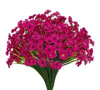 15 Bundles Artificial Flowers UV Resistant Outdoor Plants No Fade Faux Plastic Shrubs Fake Silk Flowers Window Box Garden Porch Home Decoration(Fuchsia)