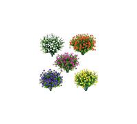 15 Bundles Outdoors Artificial Flowers Faux Plastic Greenery UV Resistant Shrubs Plants
