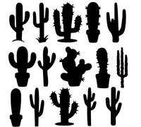 15 Cactus Plant Silhouette Cute Stickers - Waterproof Decals - Scrapbooking, Cars, Water Bottles, Laptops, Fun Gifts (Black, Extra Small Pack (5cm/2"))