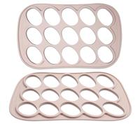 15-Cavity Silicone Cookie Molds, Non-Stick Oval Chocolate Chablon Biscuit Stencil for Baking, Cookie Maker Frame Template Molds for Cake Pastry Decorating Dessert, 13.6 x 8.5 x 0.4 inches, Light Camel