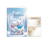 15 Christmas Cards with Envelopes - Folding Cards DIN A6 "Merry Christmas" High-Quality Christmas Greeting Cards Bears Christmas Motif - Christmas Cards - Card Set
