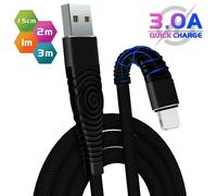 (15 CM, Black) Strong Braided USB Fast Charging Charger Cable Quick Sync Data For iPhone 14 13 12 11 X 7 8