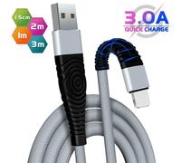 (15 CM, Grey) Strong Braided USB Fast Charging Charger Cable Quick Sync Data For iPhone 14 13 12 11 X 7 8
