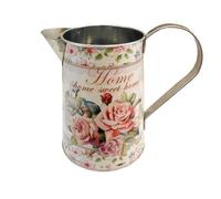 15 cm Metal Round Jug with Handle 'Home Sweet Home' Rose Design