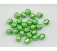 15 cm Strand of Faceted Fire Polish Round Beads, Glass, Czech Republic - 4 mm, Pastel Green (25024)
