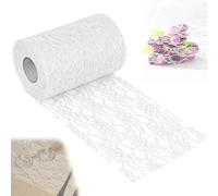 15 cm x 22 m White Lace Ribbon, Elegant Table Runner Decoration, Flower Fabric Roll for Sewing Crafts DIY, Vintage Lace Trims for Wedding, Garden, Party & Special Occasions Decorations (White)