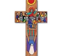 15 cms Wood Cross. Hand Painted Cross from Latin America. Risen Christ Cross.From St Joseph's Catholic Giftshop on Amazon